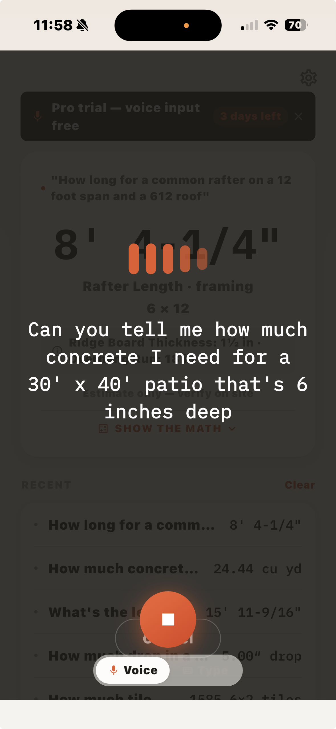 Speaking into Journeyman — voice input with waveform
