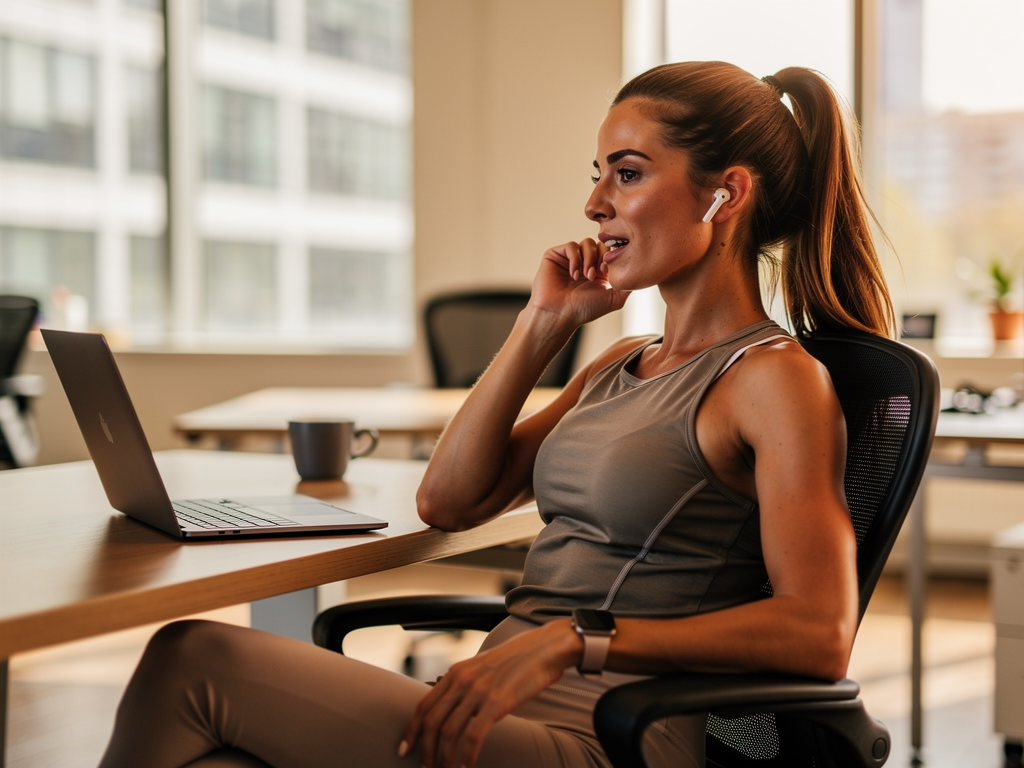 At the office, talking to Maya