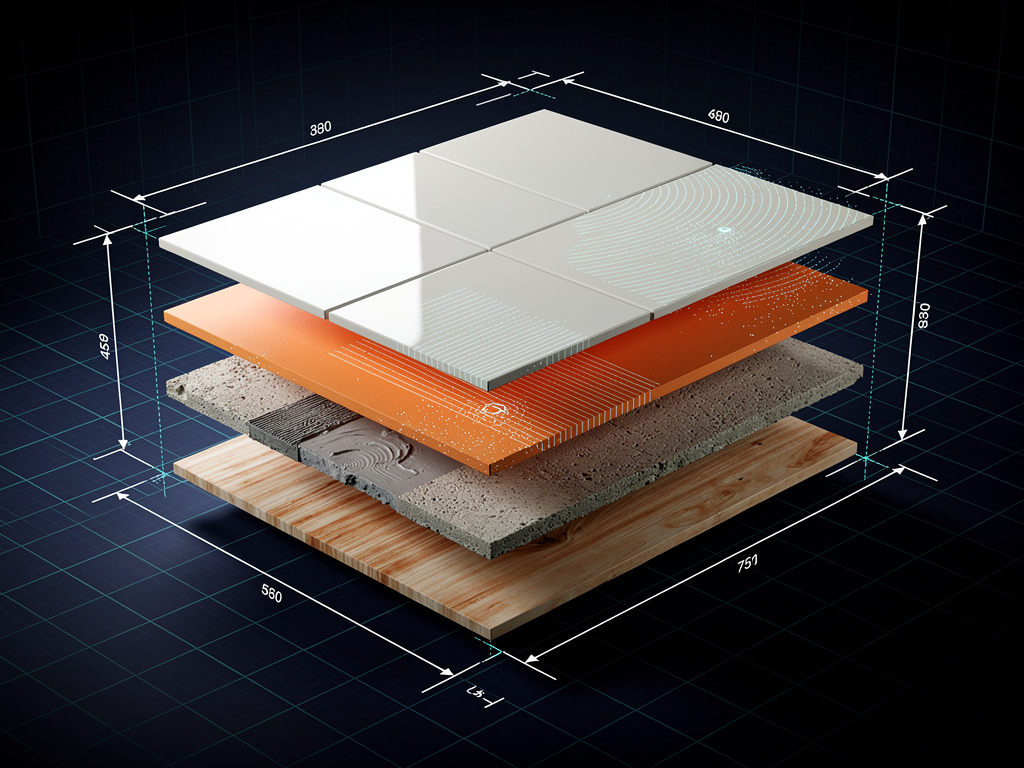 Exploded material stack showing all renovation layers